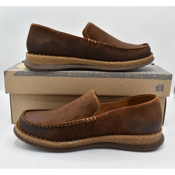 Born Mens 9.5 Baylor Brown Glazed Ginger Distressed Suede Slip On Casual Shoes